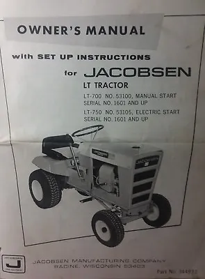$140.98 • Buy Jacobsen Chief LT-700 & 750 Lawn Tractor & Implements Owner & Parts (5 Manual S)