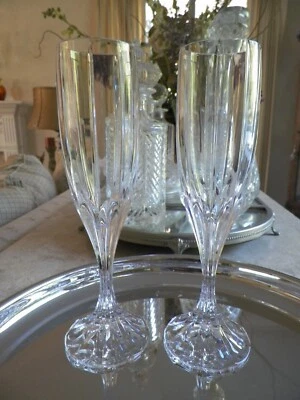 Vintage Mikasa Crystal Glass Berkeley Champagne Flutes Set Of 2 • $16.99