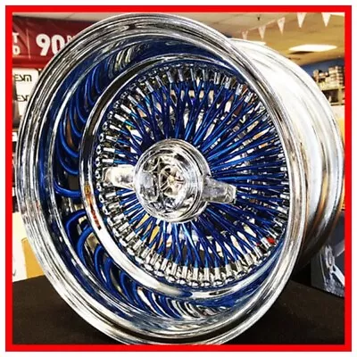 13x7  LA Wire Wheels Reverse 100-Spoke Straight Lace Chrome With Blue Spoke(W02) • $1799