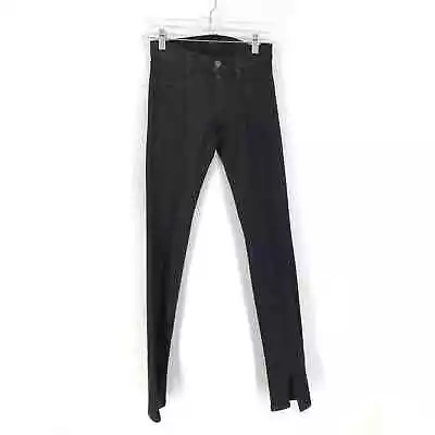 J Brand Sz 24 Super Skinny Coated Jeans Split Front Hem Washed Black Skinny • $38.98