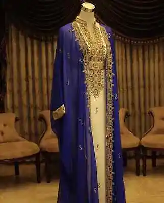 Festive Dress Fancy Georgette Moroccan Abaya Wedding Kaftan Dubai Farasha Jacket • $66.32