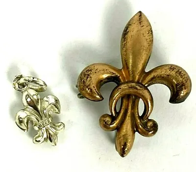 2 Vintage Fleur De Lis  Necklace Clip Pendants Costume Jewelry Pieces • $13.86