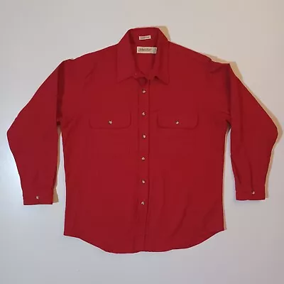 Vtg St. John's Bay Men's Chamois Cloth Flannel Shirt 100% Cotton Red USA Made • $19