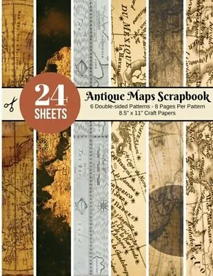Vintage Maps Scrapbook Paper - 24 Double-sided Craft Patterns: Travel Map Sheets • $15.59