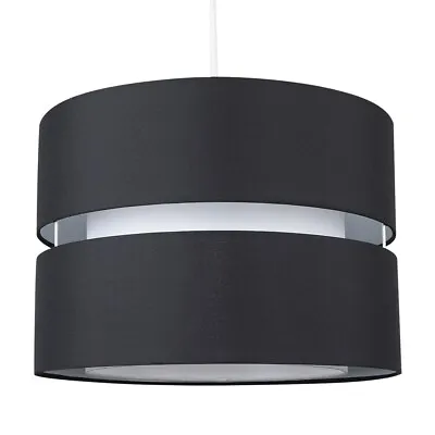 Ceiling Light Shade Easy Fit Large Dual Drum Pendant Living Room Lampshade LED • £17.59
