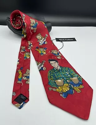 Elvis Presley Collection Men's 100% Italian Silk Tie ~ Red ~ Teddy Bear ~ USA! • $21.99