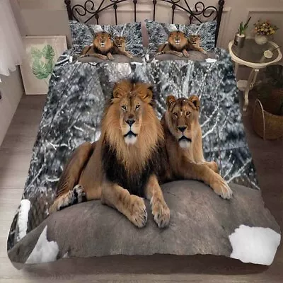 Lion Registration 3D Printing Duvet Quilt Doona Covers Pillow Case Bedding Sets • $92.11