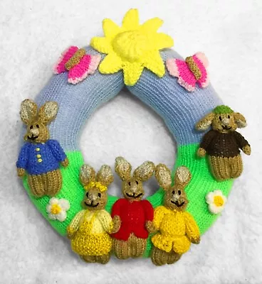 KNITTING PATTERN - Easter Peter Rabbit Inspired Wreath Hanging Decoration 22 Cms • £3.49