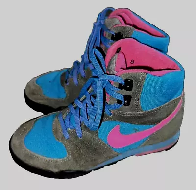 VTG OG 80s 90s Nike Lava High Hiking Boots Pink Teal Gray Women Size 8.5 • $44.99