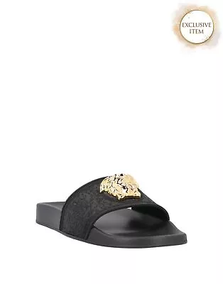 RRP€410 VERSACE Slide Sandals US10 UK7 EU40 Medusa Head Greca Trim Made In Italy • $83.30