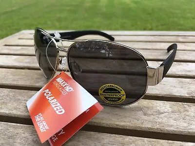 Maxx HD Sunglasses 16 Aviator Silver Smoke Polarized Lens Metal Frame • $19.95