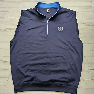Footjoy Vest Mens Large Blue 1/4 Zip Performance Golf Activewear Pullover Logo • $19.99