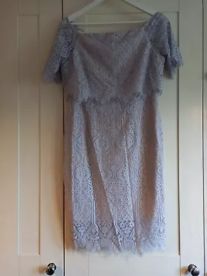 Gorgeous Coast Silver Grey Lace Occasion Dress Size 14 • £18