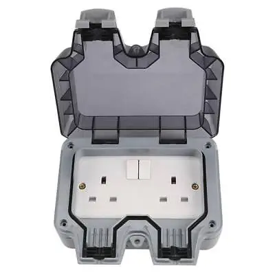 £11.59 • Buy Waterproof Outdoor 13A 2 Gang Storm Switched Plug Socket Box Double IP66 Outside