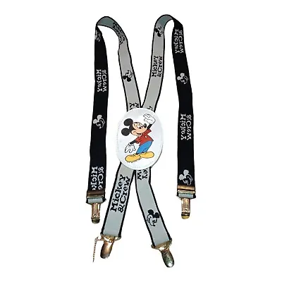 Vintage Mickey And Crew Suspenders Black White Gray  • $9.97