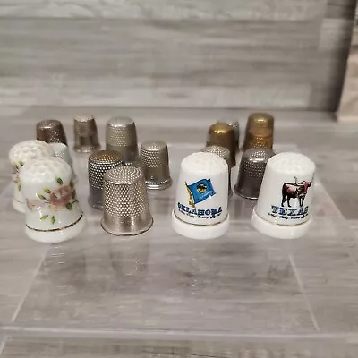 Vintage Thimbles Metal Ceramic Texas Oklahoma Spain Lot Of 17 • $15