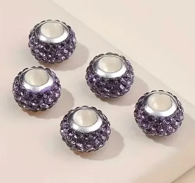 In The Style Of Pandora  Alloy Spacer Bead Large Czech Crystal Charm • £4.55