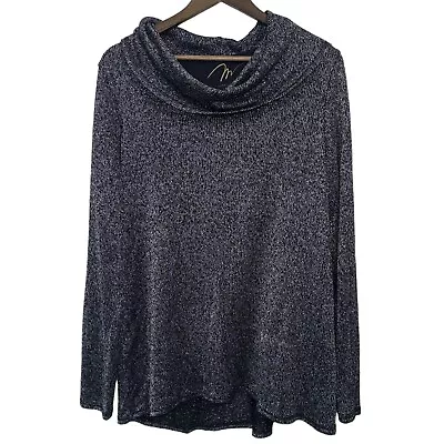 Miraclebody By Miraclesuit Heathered Black Metallic Cowl Neck Stretch Sz XL • $22.79