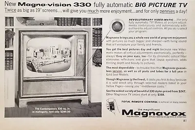 1962 Magnavox Magna-Vision 330 Television Mahogany Video Matic Vtg Print Ad • £10.40