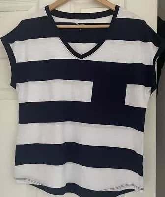 Tu Sainsburys Striped V Neck Nautical T-shirt New Size 10 • £4