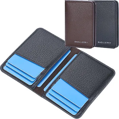 Men's PU Leather Vertical Section Credit Card Holder Wallet Front Pocket Purses • $7.66