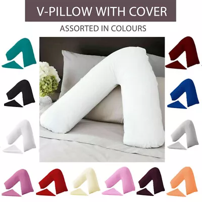 V Shaped Pillow With Cover - Orthopaedic Body Support Maternity Nursing Pillow • £7.45