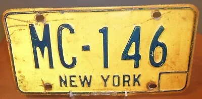 Vintage Original NEW YORK NY License Plate MC-146 Orange Plate Blue Text • $20.56