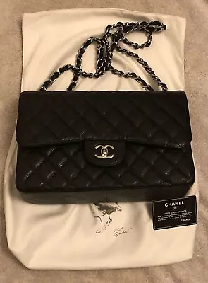 Chanel Black Caviar Large Classic Double Flap Shoulder Bag • £6500