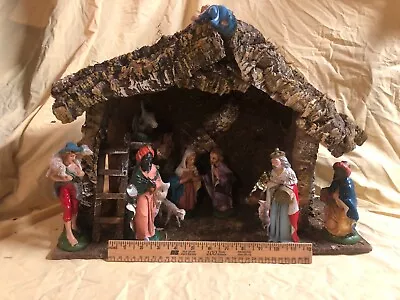 Vintage Nativity Set With Manger 11 Piece Made In Italy • $40