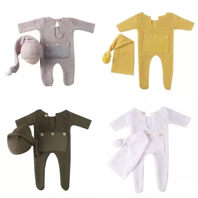Baby Photo Clothes Baby Jumpsuit Soft Knitted With Hat Set • $18.98