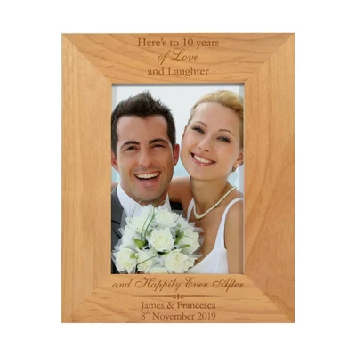 PERSONALISED 5th 10th WEDDING ANNIVERSARY GIFT PHOTO FRAME COUPLES KEEPSAKE IDEA • £21.95