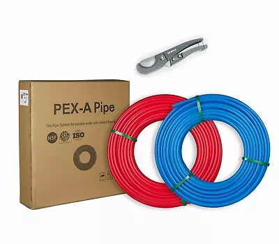 EFIELD 2 Rolls 1/2  Pex-A Pipe/Tubing 2X100ft (200ft) Red & Blue  Pipe Cutter • $79.99