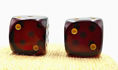 2 Vintage Dark Cherry Red Bakelite Dice Rounded Corners 20mm (3/4 ) • $75