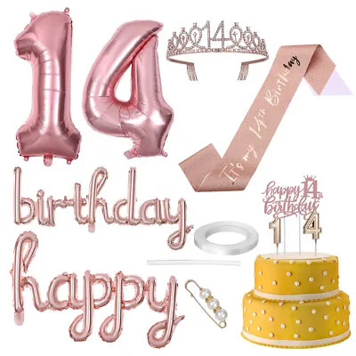  1 Set Happy Birthday Decor 14th Birthday Decorations 14 Year Old Birthday • £16.89