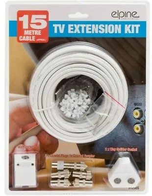 Tv Extension Kit Aerial Coaxial Cable Television Cable Plugs Coax Lead 15m • £8.95