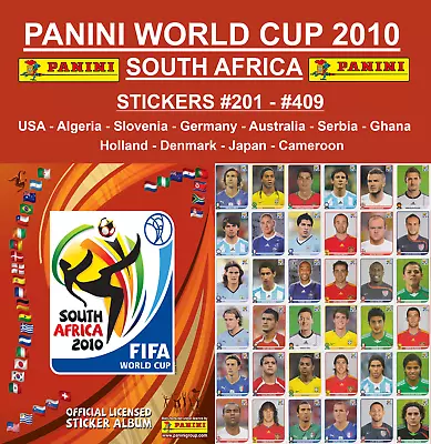 Panini FIFA World Cup South Africa 2010 Stickers #201 - #409 • $1.75