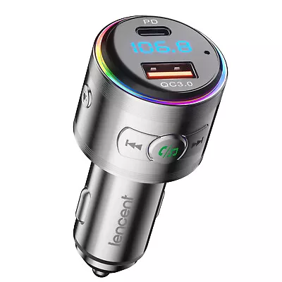 LENCENT Bluetooth 5.3 Car Wireless FM Transmitter Adapter 2 USB PD Charger AUX • $20.99