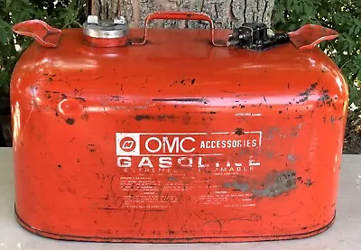 Vintage Red OMC Metal Outboard Motor Boat Marine 6 Gallon Fuel Gas Tank Can  • $85.67