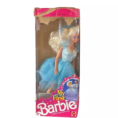 Mattel My First Barbie Glittering Ballerina Doll 1991 NRFB 3839 Blonde • $28.34