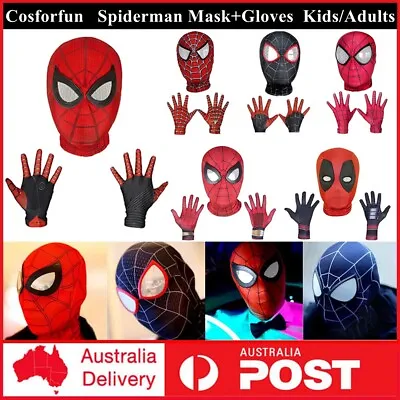 Spiderman Full Mask Gloves Adults Kids Spider-Man Superhero Masks Headgear Props • $24.60