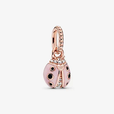 PANDORA Lucky Pink Ladybird Pendant Rose Gold Charm - 387909EN160 • £23.72