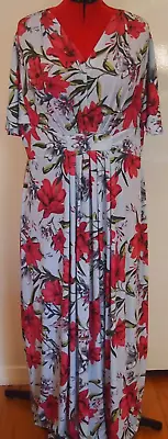 EUROEDIT Size 46/ XXXL Short Flutter Sleeve Floral Maxi Dress • $10.50