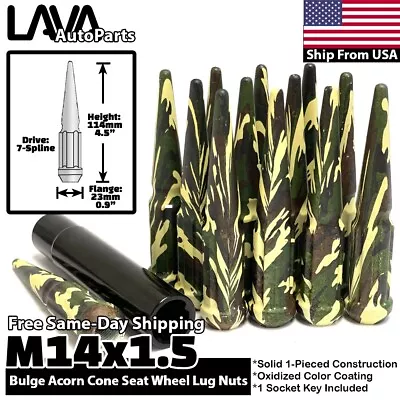 32x Camo Tactical 14x1.5 Spline Spike Lug Nut Fit Dodge Ram2500 Ram3500 Truck • $59.99