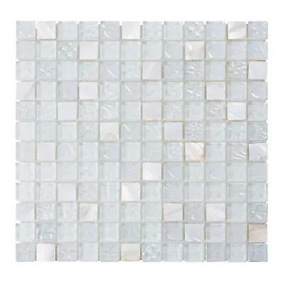 White Mother Of Pearl Shell Iridescent Glass Mosaic Tile Kitchen Bath Backsplash • $189.90