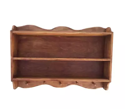 Vtg Rustic Wood Entry Shelf Coat Rack Panel Large Country Cabin Pegs Mud Room • $75