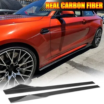 CARBON Side Skirt Extension Spoiler Fit For Benz W203 W204 W205 W222 BMW F06 F13 • $414.19