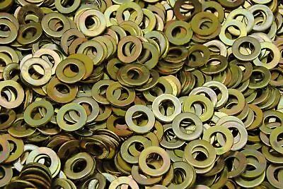 (1000) Hardened 3/8 Flat Washer F436 SAE Grade 8 - Yellow Zinc Plated Thru-Hard • $32.99