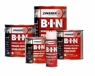 £22.09 • Buy Zinsser BIN Primer Sealer - Stain Killer Paint - White Or Grey - All Sizes