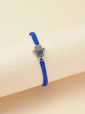 $3.95 • Buy Blue String Hamsa Hand Evil Eye Reiki Women Men Charm Braided Lucky Bracelet