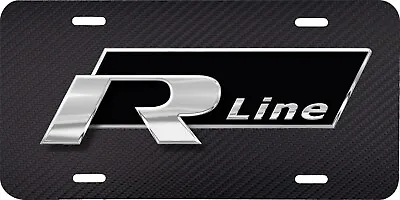 Volkswagen Vw R Line Logo Black Carbon Fiberlook Vehicle License Plate Car Tag • $19.95